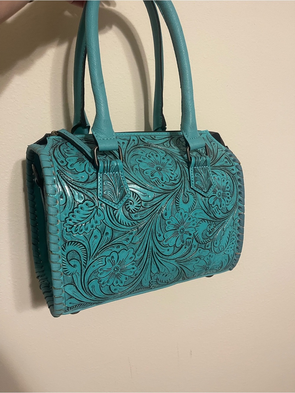 Turquoise Floral Tooled Leather Speedy - Women Bags